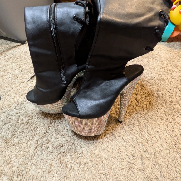Pleaser Bejeweled Platform Thigh High Boots - Picture 4 of 5
